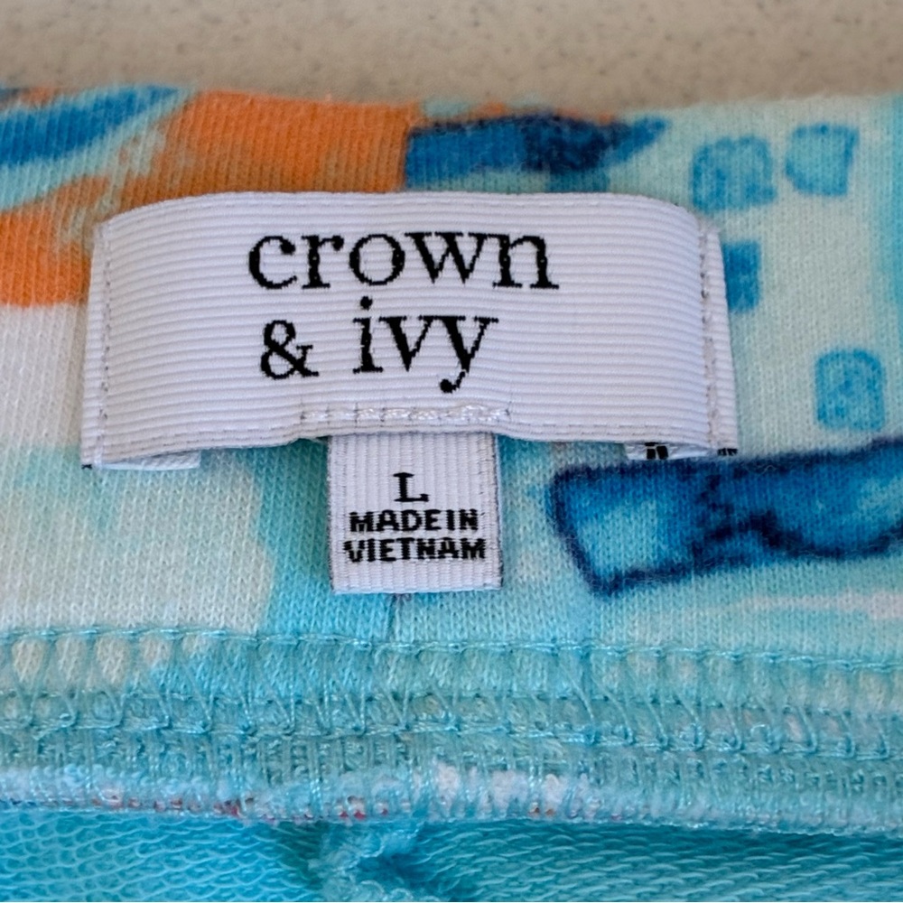 Crown & Ivy Tropical Skort Womens Large Pull On Pockets Cotton Knit Spring Club - Picture 2 of 11